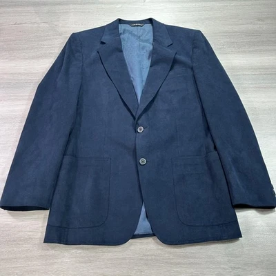 Blazer Halston Para Hombres 40 Azul Marino Cuello Abrigo Deportivo 2 Botones Forrado Chaqueta Foto 1 de 4
