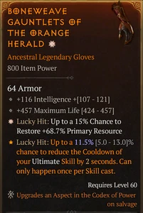 💥DIABLO 4💥SEASON 9💥Aspect💥GA Lucky Hit: Resource + Orange Herald High Aspect - Picture 1 of 1