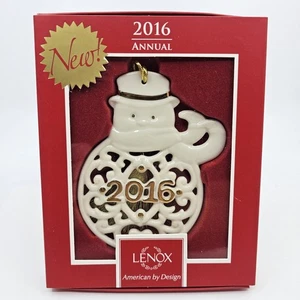 New Lenox 2016 Annual Snowman Ornament - Rare in Box Porcelain - Picture 1 of 4