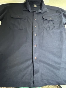Vtg Fox Bare Mens Button Down Polyester Collared Short Sleeve Pocket Shirt L - Picture 1 of 6