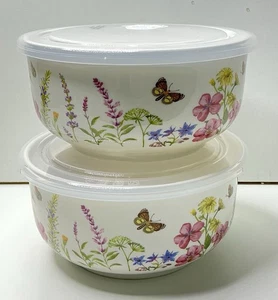 2 Sweet Living Conservazione Alimenti Ventilati Impilabili con Coperchio Farfalla Floreale Nuovi - Foto 1 di 3