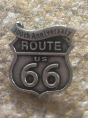 ROUTE 66 1926-2026 100TH ANNIVERSARY Made In USA Motorcycle Hat Cap  Pin Pewter - Image 1 of 2