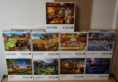 9x Buffalo Games MIXED 1000 Piece Puzzles Country Building Farm Animals - Image 1 of 4