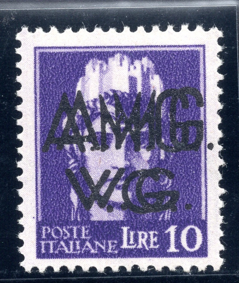 AMG. VG. - Imperial Lire 10 Varieties Double Overprint Yellow Rubber - Image 1 of 1