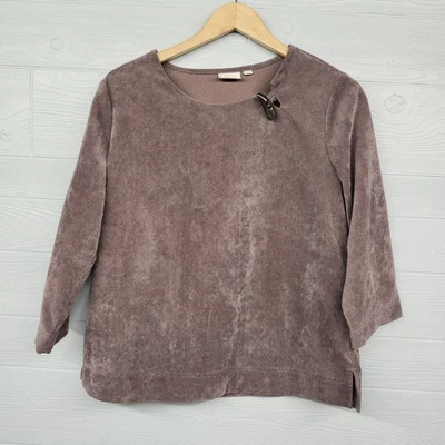 Top de manga 3/4 marrón de algodón para mujer talla mediana Foto 1 de 4