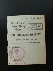 Blue April 22, 1955 US Postal Money Order Purchaser's Receipt Philadelphia PA - Picture 1 of 2