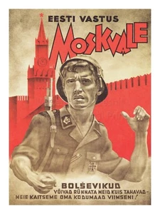 Vintage WW2 Propaganda Estonia Poster Print WE WILL DEFEAT MOSCOW 18x24" - Picture 1 of 1
