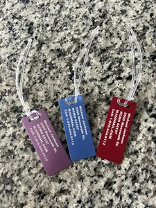 3 Engraved Luggage ID tags with Lanyards Samsonite - Picture 1 of 1