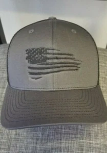 RICHARDSON GRAY/BLACK  ADJUSTABLE SYLE 112 FLAG LOGO EMBROIDERED ON FRONT - Picture 1 of 2
