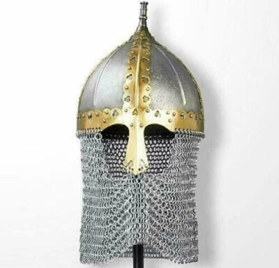 Casco Funcional Boyar Ruso Medieval Cota de Malla con Forro con Soporte de Madera Foto 1 de 2