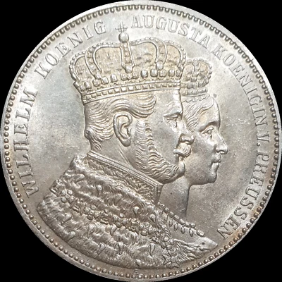 Prussia 1 Thaler 1861 Silver Coin Unc Coronation Germany Colorful Patina - Image 1 of 4