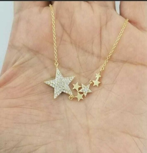 VETEMENTS Ciondolo Ciondolo Stella Diamante Simulato Taglio Rotondo 2 31 Ct Placcato Oro Giallo 14k