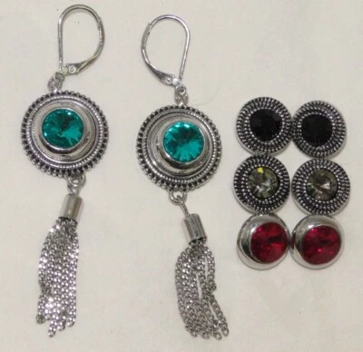 Pendientes de borla colgantes de jengibre 8 broches de presión tono plata joyería intercambiables Foto 1 de 4