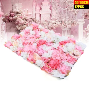 12Pcs Artificial Flower Wall Panels Wedding Party Backdrops Decor Silk Floral US - Imagen 1 de 15