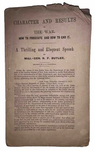 1863, 1st, CIVIL WAR, CHARACTER & RESULTS OF THE WAR, by MAJ. GEN. B. F. BUTLER - Picture 1 of 4