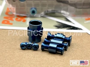 Blue Anodized Titanium Screw, Pivot, & Lanyard kit for Spyderco Paramilitary 2  - Picture 1 of 2