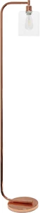 LF1036-RGD Antique Style Industrial Iron Lantern Floor Lamp with Glass Shade, Ro - Picture 1 of 11