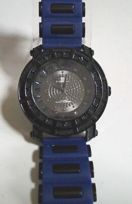 Reloj de hip hop informal elegante de muñeca de moda con banda de silicona negra y azul para hombre Foto 1 de 4