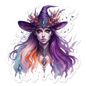 Purple Orange Witch, Vinyl Decal Sticker, Indoor Outdoor, 3 Sizes, #11208 - Picture 1 of 1
