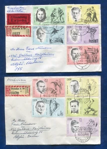 DDR - Nr. 958-62 u. 983-87 auf 2 Belegen - KW 58,-- € ( 29004 ) - Picture 1 of 1