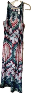 Ashley Stewart Women DRESS 22 24 White Blue Red Maxi Long Sleeve Modern NWT $64. - Picture 1 of 8