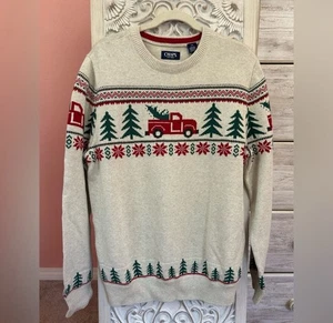 Chaps Men's ugly Christmas Fairisle Crewneck Rustic novelty sweater NWT L - Picture 1 of 9