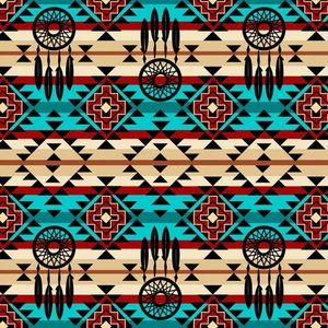 3 Yards Quilt Cotton Fabric - David Textiles Native Indian Dreamcatcher Stripe - Picture 1 of 1