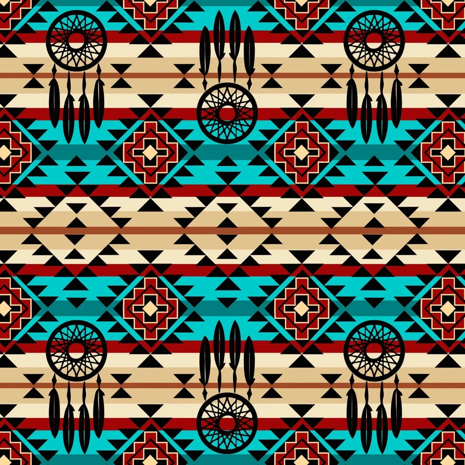 3 Yards Quilt Cotton Fabric - David Textiles Native Indian Dreamcatcher Stripe - Image 1 of 1