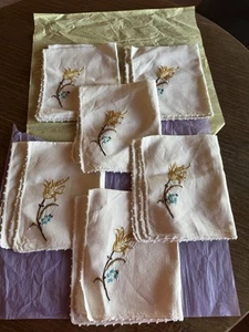 Vintage Handmade Cruel Work Napkins Set Of 6 Large Great Quality - Picture 1 of 3