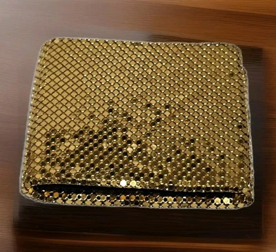 West Germany Gold Mesh Bi Fold Money Wallet Snap Coin Pouch Regancy Vibes  - Image 1 of 4