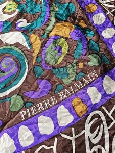 Vintage Balmain Seidentuch Damen bunt Paisley Print abstrakt handgerollt - Bild 1 von 14