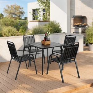 5-Piece Plastic Chair and Table Outdoor Dining Set, Plastic Chairs and Table Set - Picture 1 of 48