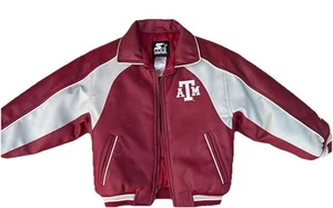 VTG Texas ATM Leather Varsity Jacket Boys Size 8 - Picture 1 of 5