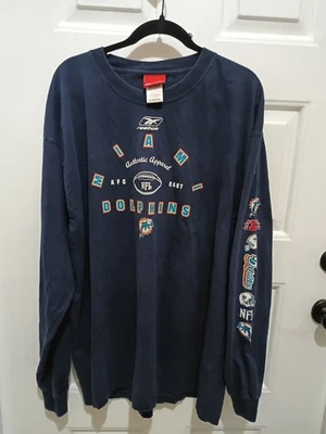 Camisa Pullover Para Hombre Miami Dolphins Manga Larga Talla XL Reebok Y2K Foto 1 de 4
