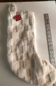 Wondershop Target Plüsch Schachbrettmuster Weihnachtsstrumpf Elfenbein 20 Zoll Neu - Bild 1 von 4