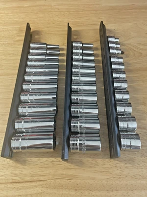 GearWrench 3/8” SAE Shallow Mid Deep Sockets 80553 80555S 80555 - Image 1 of 4