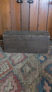 Best Antique Early Country Wood Dome Top Document Box Orig Grain Paint 15" SqN - Picture 1 of 11