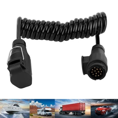 13Pin To 13Pin Adapter Cable Trailer Plug Extension Spring Cord For Caravan RV↑ - Image 1 of 4