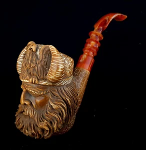 Pipa para fumar espuma de mar pirata vikingo, pipa de tabaco tallada en turco AGM-1590 - Imagen 1 de 15