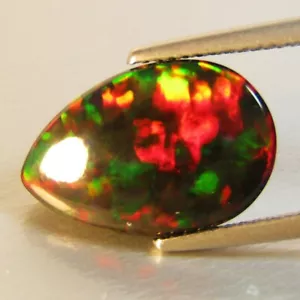 4.14Cts Natural Color Play Ethiopian Black Opal Paer Cabochon Loose Gem VOD - Picture 1 of 7