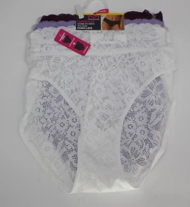 NWT set of 3 MAIDENFORM perfect fit HIGH LEG panties LACE WHITE LILAC WINE - Picture 1 of 5