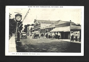 CARTOLINA: STREET VIEW: PUT-IN-BAY, OHIO - AUTO D'EPOCA, OROLOGIO, NEGOZIO DI CARTOLINE - Foto 1 di 2