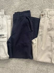 LOT 3 BOYS NAVY BLUE & BEIGE DRESS PANTS / KHAKIS / SCHOOL UNIFORM SZ 10 10S - Picture 1 of 3