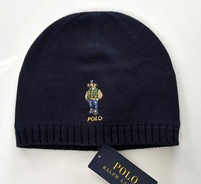 NWT, Boys Polo Ralph Lauren Navy Polo Bear Beanie. L/XL. Approx 158/170 Euro - Image 1 of 2