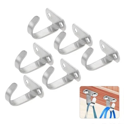 6Pcs Stainless Steel Ceiling Hook Hanger Hanging Coats Towels Garage Top Mount - Image 1 of 4