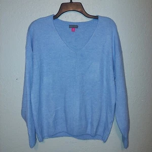 NWT Vince Camuto Sweater Womens M Sky Blue V Neck Pullover Boxy Soft Cozy - Picture 1 of 7