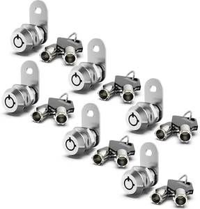 6 Pack Chrome Cam Locks - Keyed Alike, 5/8" RV Storage Lock Set for Compartment - Picture 1 of 17