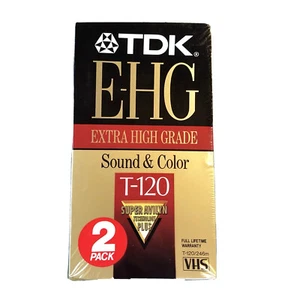 VHS Tapes New 2 Pack TDK EHG T120 Sealed Blank Extra High Grade Super Avilyn NOS - Picture 1 of 7