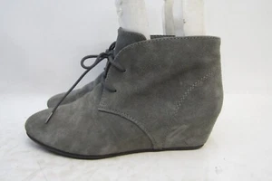 NINE WEST Womens Size 8 M Gray Suede Lace Up Wedge Ankle Fashion Boots Booties - Picture 1 of 12