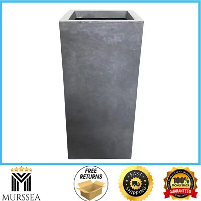 20 in. Maceta de exterior moderna rectangular de hormigón ligero gris pizarra alta Foto 1 de 4